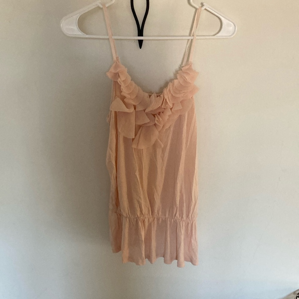 LC Lauren Conrad Peach Ruffle Sleeveless Top